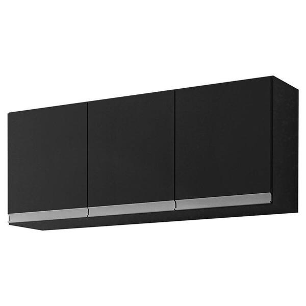 Armário Aéreo De Cozinha 3 Portas 120cm Andréia Preto - Ajl M