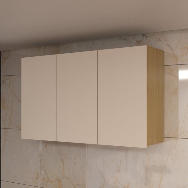 Armário Aéreo De Cozinha 3 Portas 120cm Giorgia Canary/off Wh