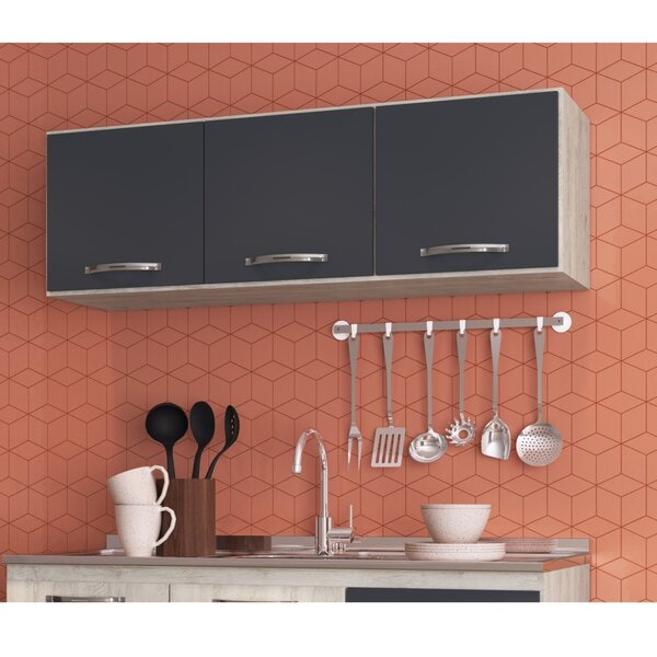 Armário Aéreo De Cozinha 3 Portas 120x38cm Light Irm Crema/gr