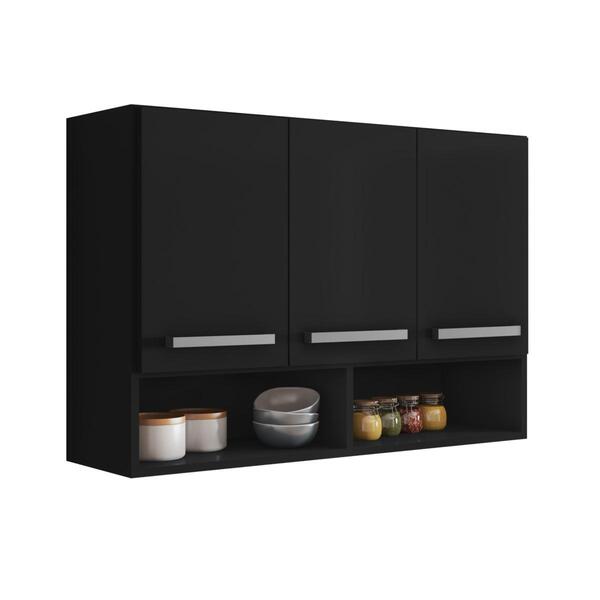 Armario Aereo De Cozinha 3 Portas  Bolivia Preto Brienza Move