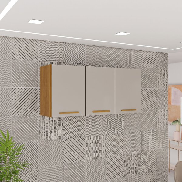 Armário Aéreo De Cozinha 3 Portas Bella Cinamomo/off White