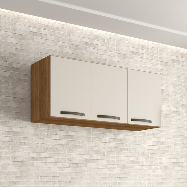 Armário Aéreo De Cozinha 3 Portas Bella Sallêto Cinamomo/off