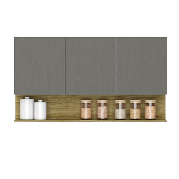 Armário Aéreo De Cozinha 3 Portas Com Nicho 1,20m Freijó / Ci