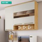 Armário Aéreo De Cozinha 3 Portas E Vidro Reflecta 100% Mdf N
