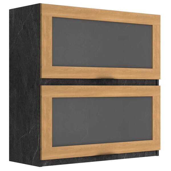 Armário Aéreo De Cozinha 80cm 2 Portas Basculantes C/vidro Ne