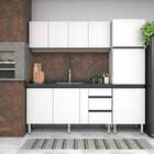 Armário Aéreo De Cozinha Branco Em Aço 158cm Com Puxador Pret