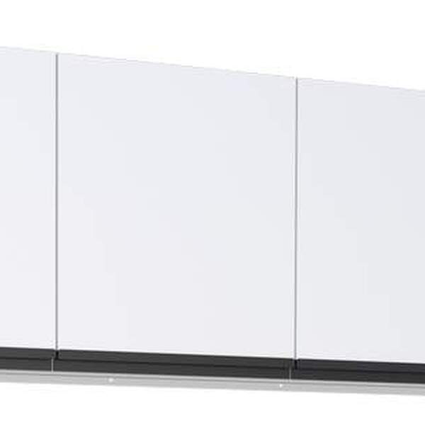 Armário Aéreo De Cozinha Branco Em Aço Montado 195cm Com Puxa