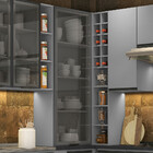 Armário Aéreo De Cozinha Canto Reto 01 Pt Com Vidro Ketlin