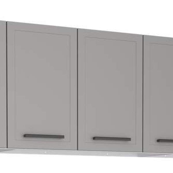 Armário Aéreo De Cozinha Cinza Em Aço Montado 174cm Com Porta