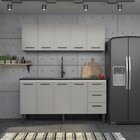 Armário Aéreo De Cozinha Em Aço 180cm 3 Portas Juno  Cinza