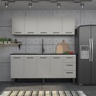 Armário Aéreo De Cozinha Em Aço 200cm 3 Portas Juno  Cinza