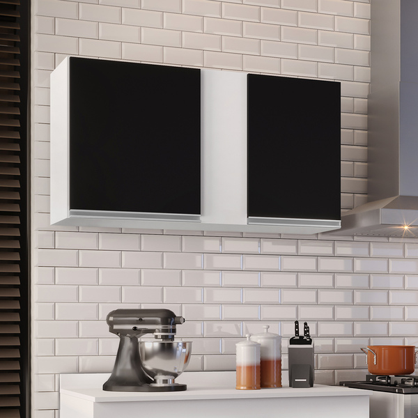 Armário Aéreo De Cozinha Lavanderia 02 Portas Agata Branco E