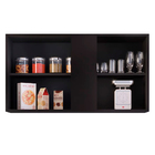 Armário Aéreo De Cozinha Lavanderia 02 Portas Agata Preto E C