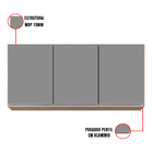 Armário Aéreo De Cozinha Lavanderia 03 Portas Tina Castanho E