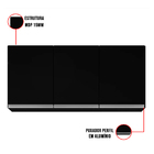 Armário Aéreo De Cozinha Lavanderia 03 Portas Tina Preto 120