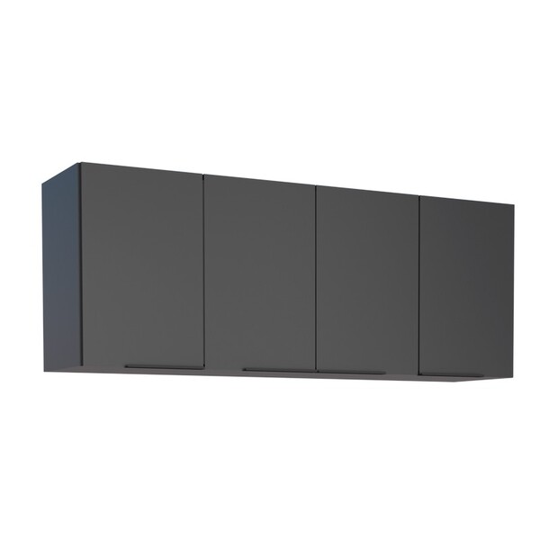 Armário Aéreo De Cozinha Montado Em Madeira Preto 144cm Cisne