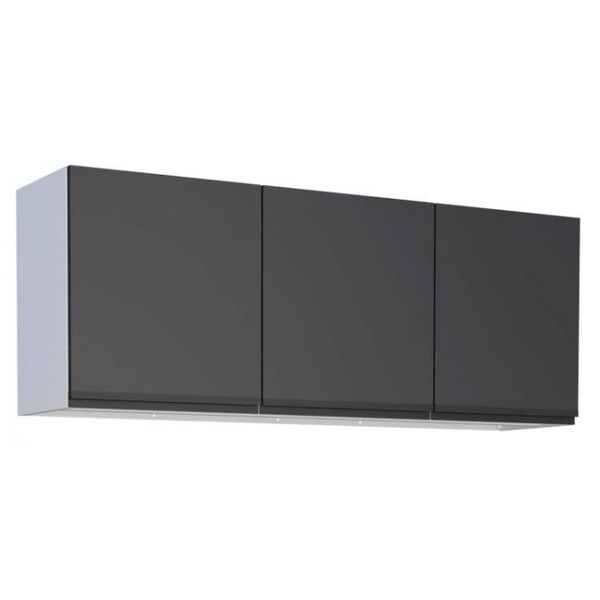 Armário Aéreo De Cozinha Preto Em Aço 145cm Gaia Flat Cozimax