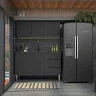 Armário Aéreo De Cozinha Preto Em Aço Montado 145cm Gaia Flat