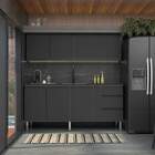 Armário Aéreo De Cozinha Preto Em Aço Montado 195cm Gaia Flat