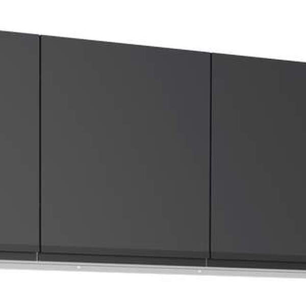 Armário Aéreo De Cozinha Preto Em Aço Montado 195cm Gaia Flat