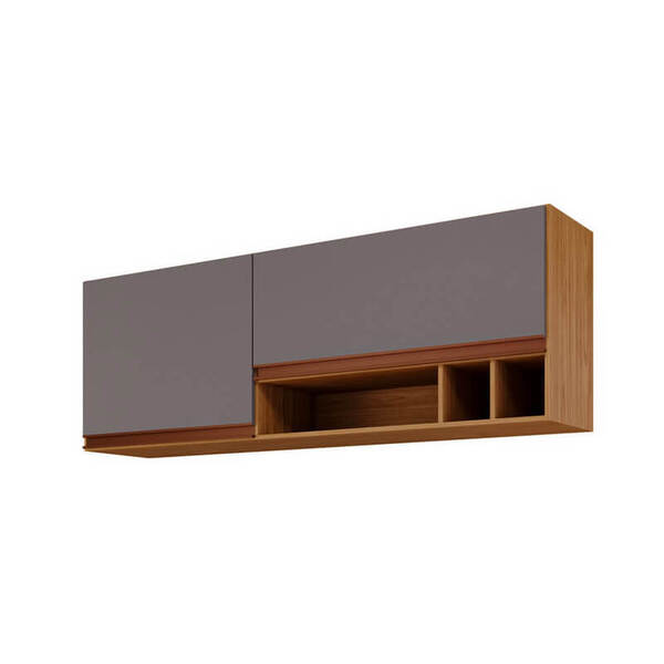 Armário Aéreo De Cozinha Prisma Freijo/titanium Montado Mdf 1