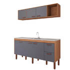 Armário Aéreo De Cozinha Slim Freijo/titanium Mdf 174cm Mgm M