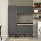 Armário Aéreo De Lavanderia Tamarindo E Preto Em Madeira 97,6