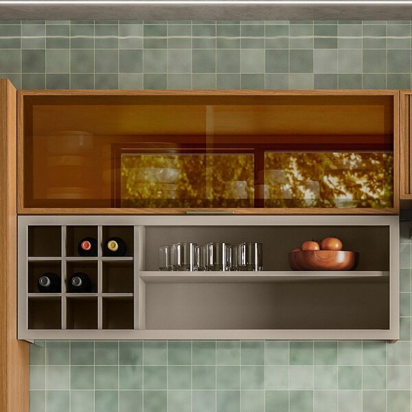 Armário Aéreo Duplo 120 Cm Porta Vidro Reflecta Matisse Natur