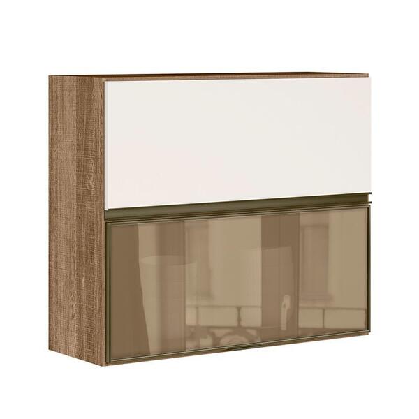 Armário Aéreo Duplo Basculante Kali Premium 1 Porta De Vidro