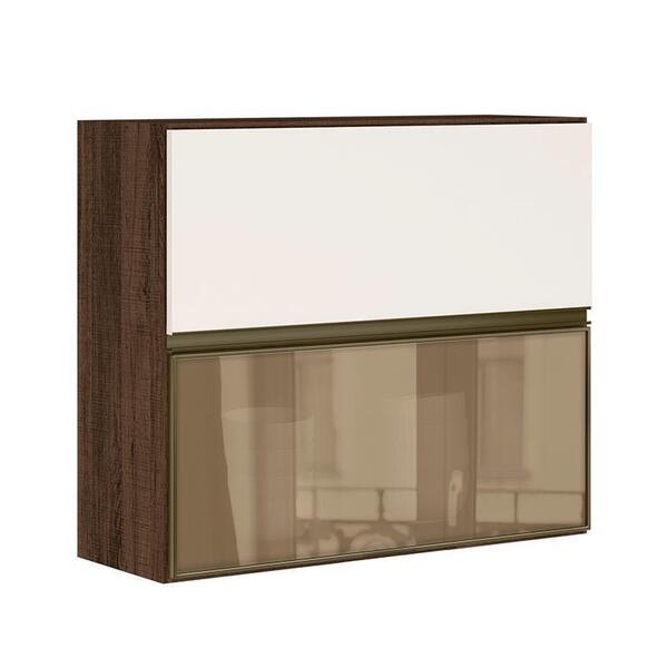 Armário Aéreo Duplo Basculante Kali Premium 1 Porta De Vidro