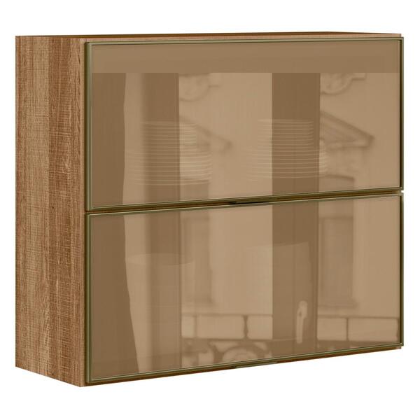 Armario Aereo Duplo Basculante Vidro Reflecta 80cm Mdf Kali P