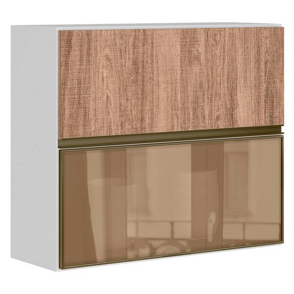 Armario Aereo Duplo Basculante Vidro Reflecta 80cm Mdf Kali P