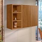 Armário Aéreo Duplo Com Porta Em Ripado 120cm 100% Mdf Nature