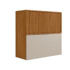 Armário Aéreo Duplo Porta Em Ripado 100% Mdf Nature Off White