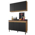 Armário Aéreo E Balcão 119cm Com Tampo 3 Portas Karen P14 Nat