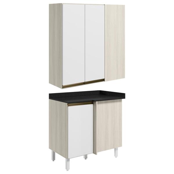 Armario Aereo E Balcao Canto Reto Mdf Kali Nicioli