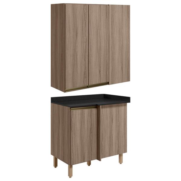 Armario Aereo E Balcao Canto Reto Mdf Kali Nicioli