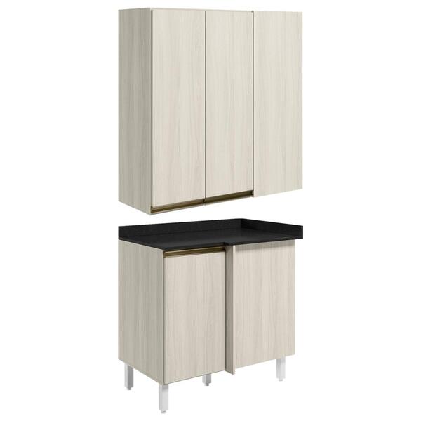 Armario Aereo E Balcao Canto Reto Mdf Kali Nicioli