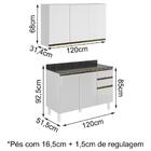 Armario Aereo E Balcao Com Tampo 120cm Mdf Kali Premium Nicio