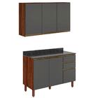 Armario Aereo E Balcao Com Tampo 120cm Mdf Kali Premium Nicio