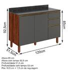 Armario Aereo E Balcao Com Tampo 120cm Mdf Kali Premium Nicio