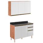 Armario Aereo E Balcao Com Tampo 120cm Mdf Kali Premium Nicio