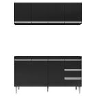 Armário Aéreo E Balcão Com Tampo 160 Cm Andréia Preto