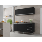 Armário Aéreo E Balcão Com Tampo 160 Cm Andréia Preto