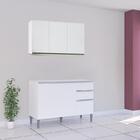 Armário Aéreo E Balcão Com Tampo 3 Portas Branco - Fdecor