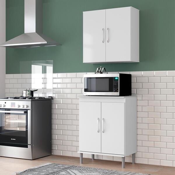 Armário Aéreo E Balcão Com Tampo Para Cozinha Branco E.j Móve