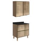 Armario Aereo E Balcao Em Vidro 2p 2g 80 Cm Mdf Kali Nicioli