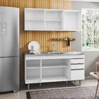 Armário Aéreo E Balcão Gabinete Com Pia Inox 150cm Branco