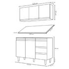 Armário Aéreo E Balcão Gabinete Com Tampo 120cm Andréia Preto