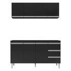 Armário Aéreo E Balcão Gabinete Com Tampo 160cm Andréia Preto